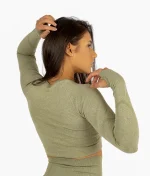 Aurora navy grünes Top mit langen Ärmeln 2