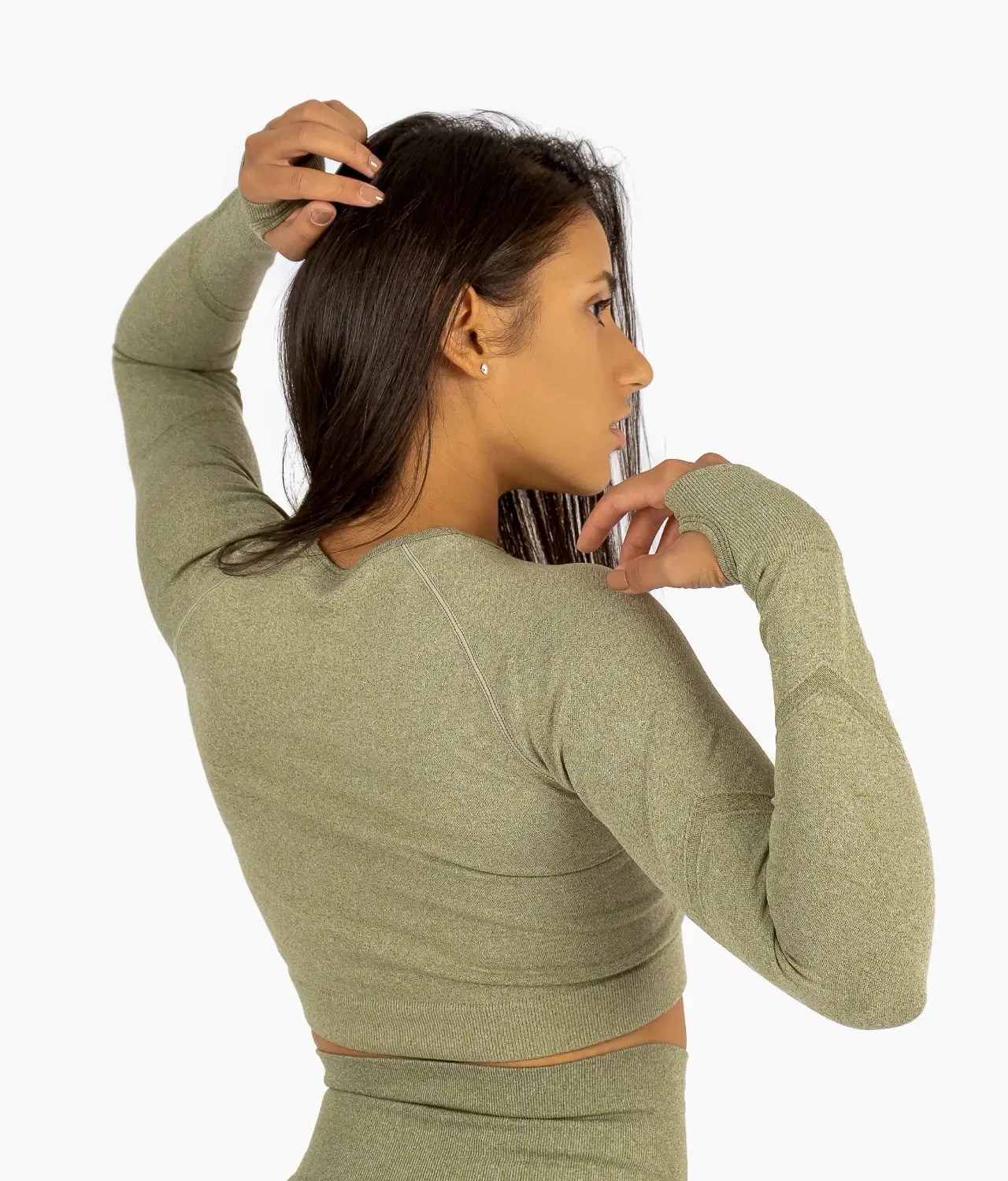 Aurora navy grünes Top mit langen Ärmeln 2