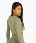 Aurora navy grünes Top mit langen Ärmeln 3