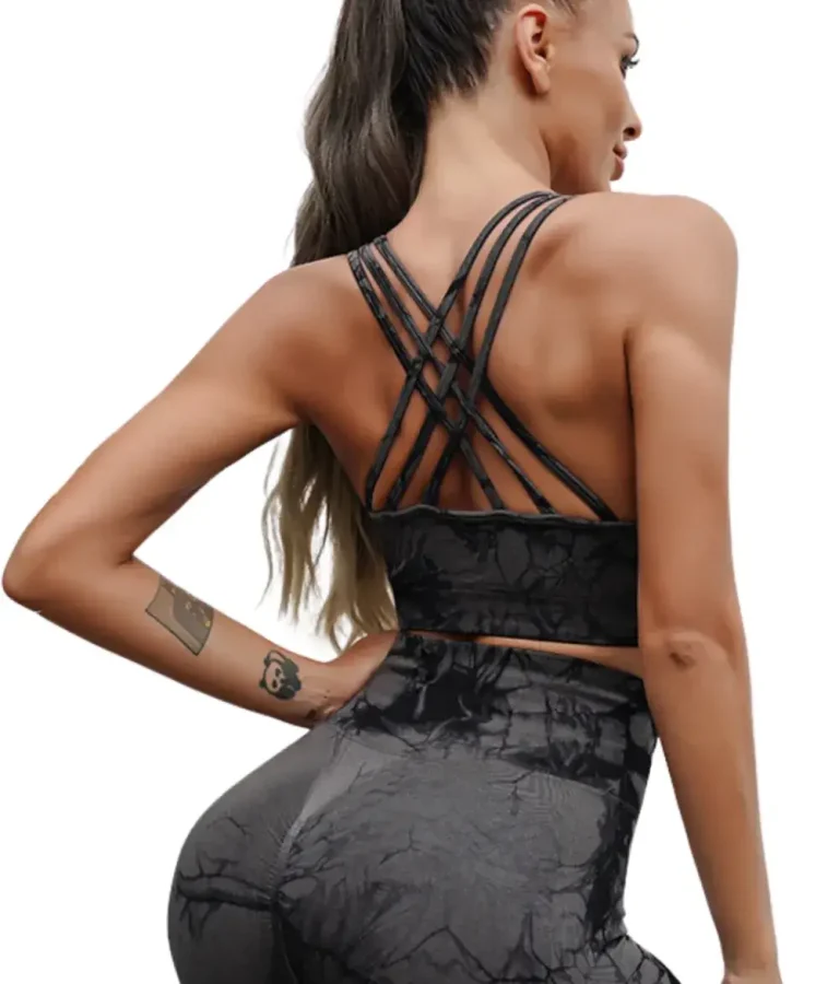 Fiona gray & black strappy top