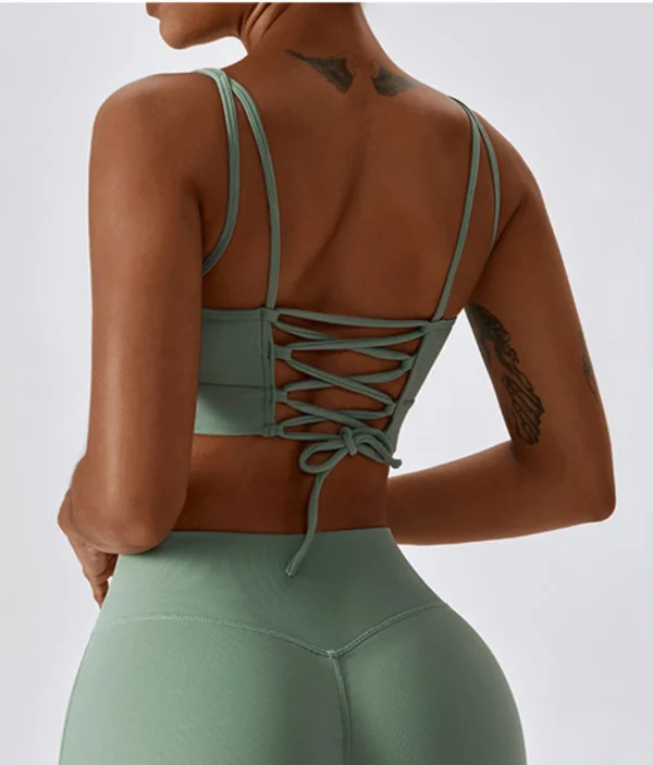 Fitness Bra Zira Verde 1 Zira green top na bretele 2