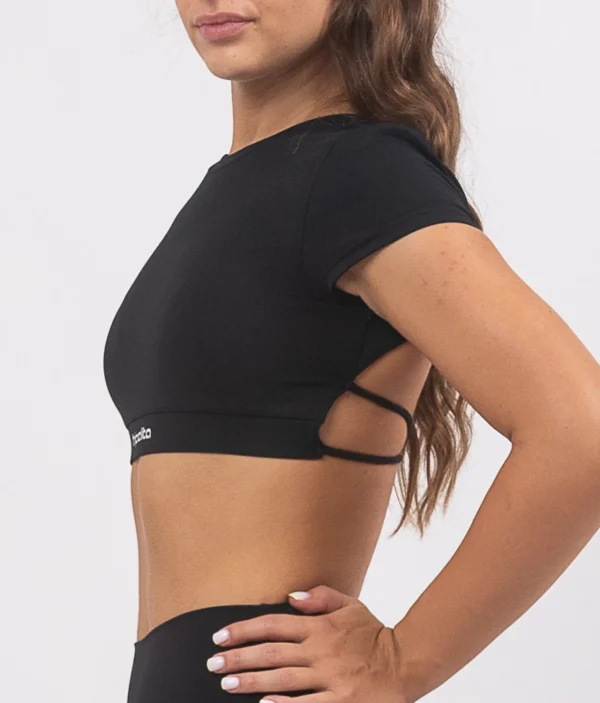 Masha black short sleeve crop top