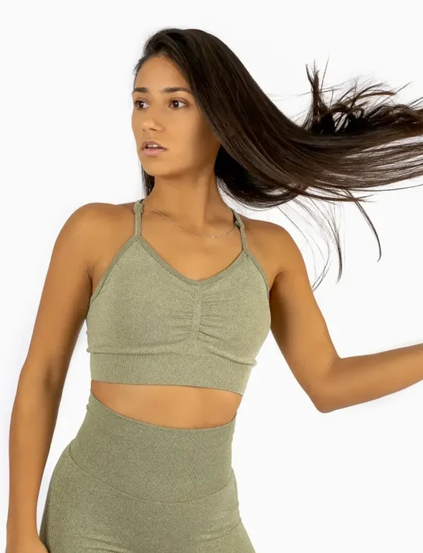 Aurora navy green sportski grudnjak na naramenice