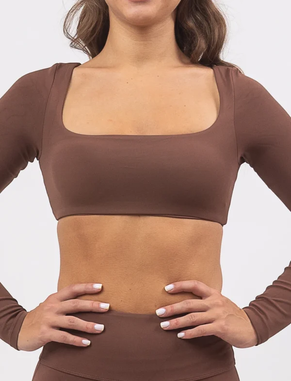 Leila brown top na dug rukav