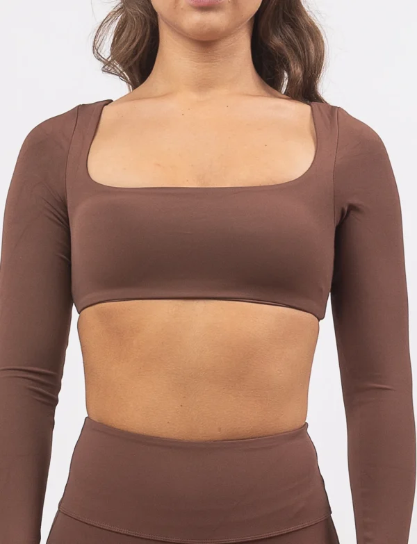 Leila brown top na dug rukav