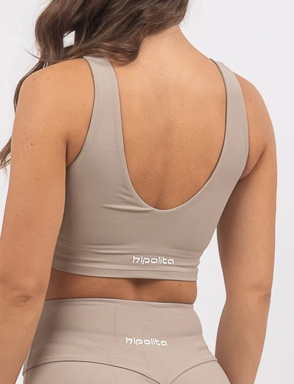 Leila dark beige top na bretele