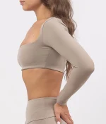 Leila dark beige top na dug rukav 2