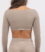 Leila dark beige top na dug rukav