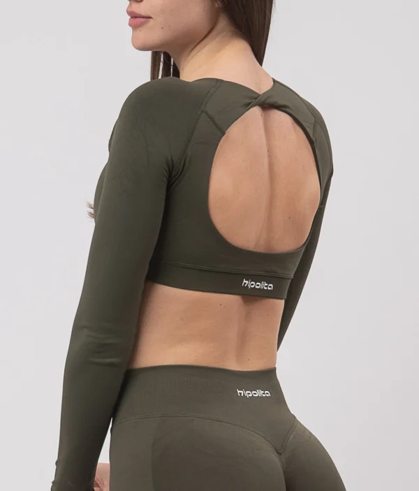 Ira olive green top na dug rukav 2 Ira olive green top na dug rukav 2