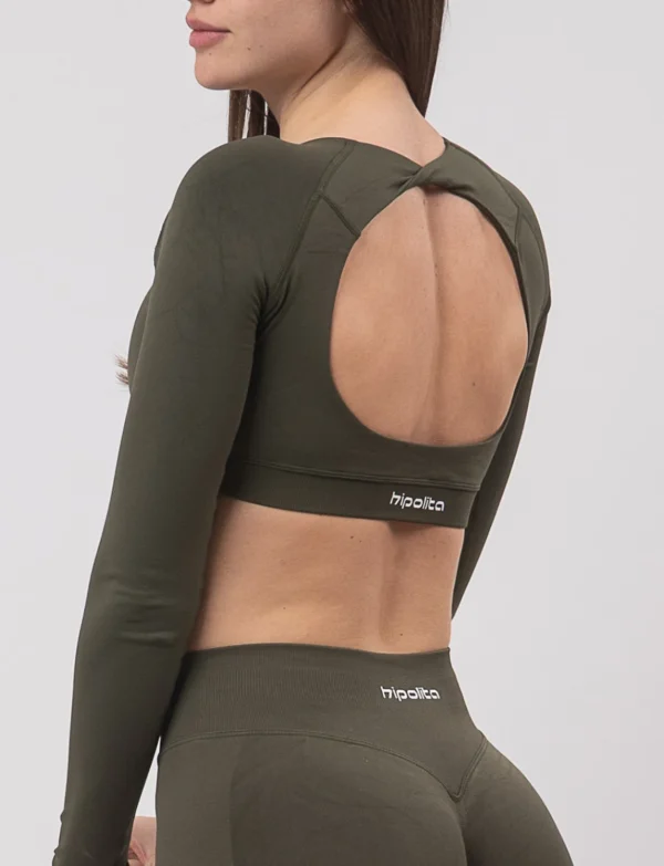 Ira olive green top na dug rukav