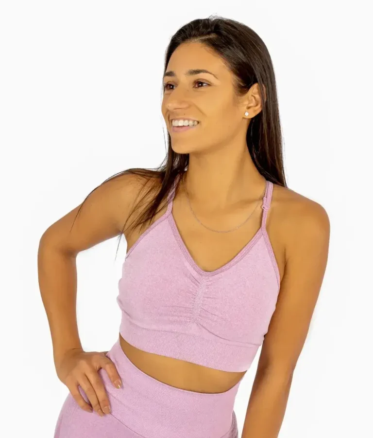 Aurora lilac sports bra with straps