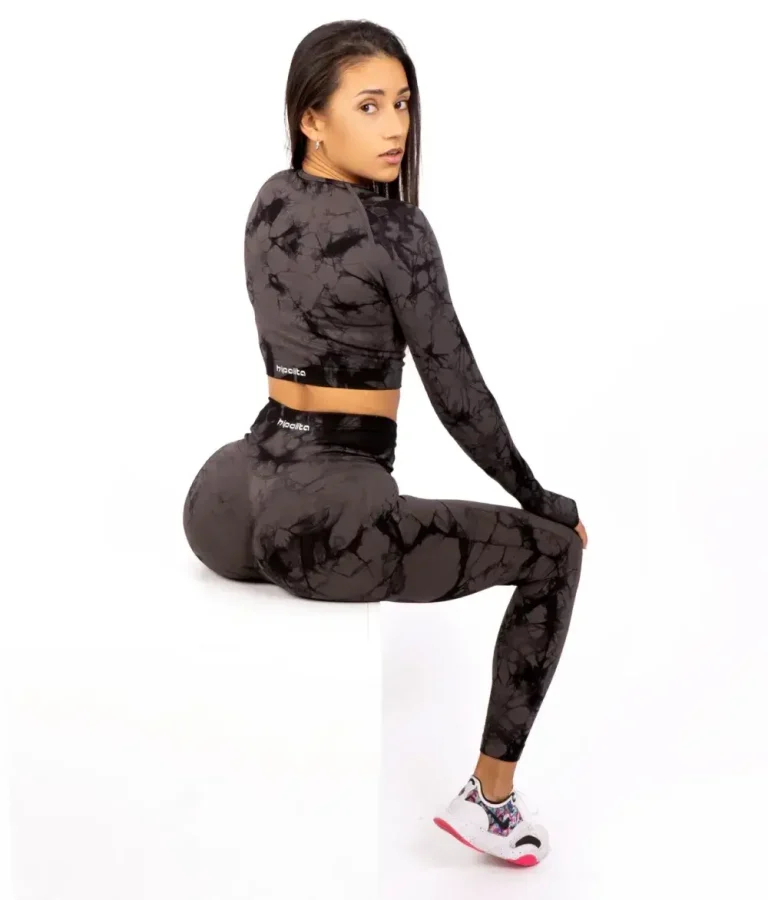 Fiona gray & black matching set with long sleeve top