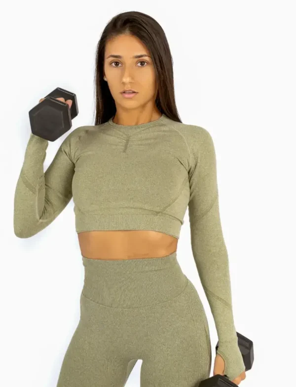 Aurora navy green top za trening na dug rukav